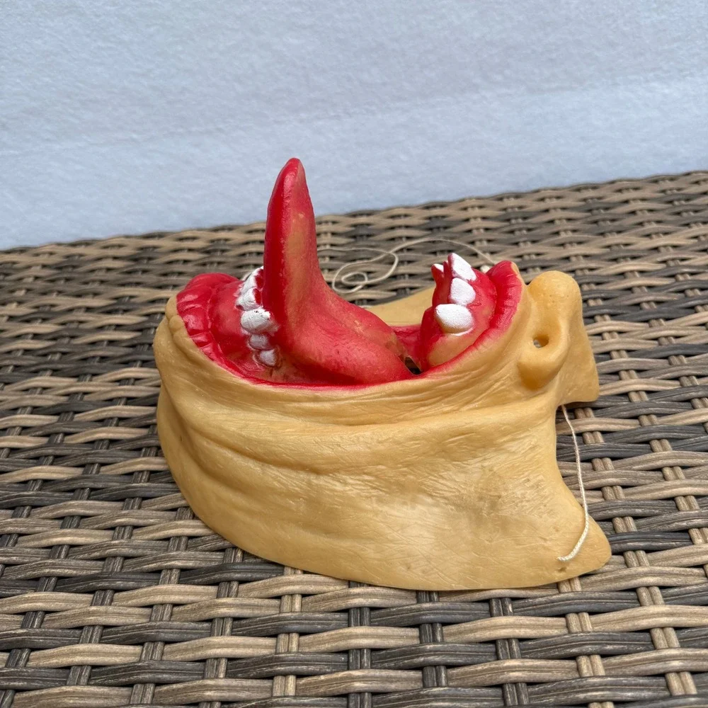 Vintage Rubber Halloween Hanging Mask Open Mouth Long Tongue Horror Wall Decor
